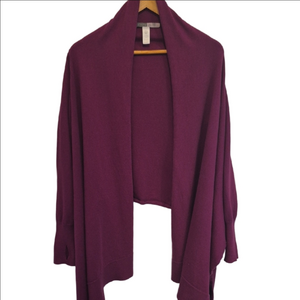 Athleta Rich Purple Cotton And Cashmere Long Sleeve Shrug Or Wrap